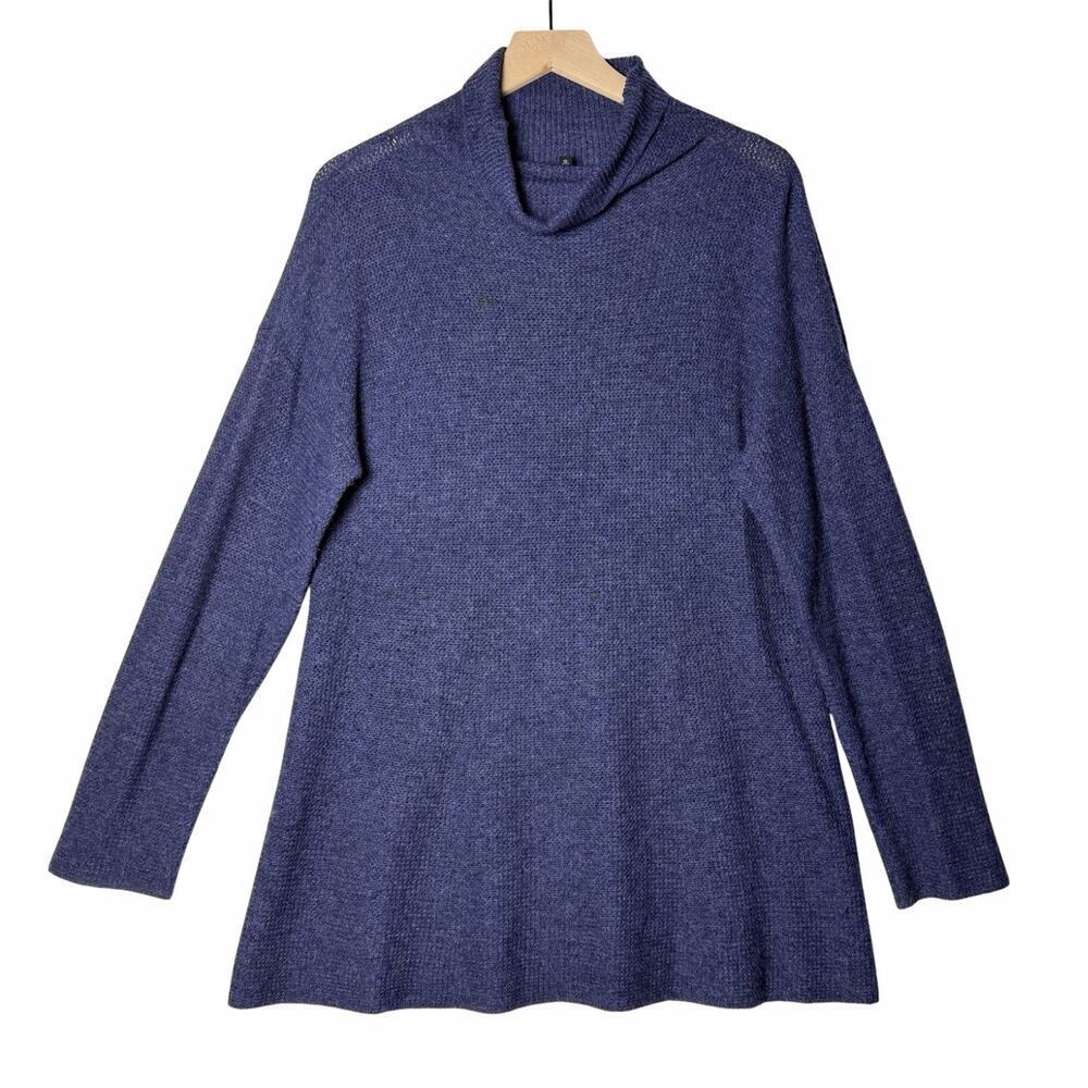 Eileen Fisher Blue Turtleneck Pullover Sweater Wool Blend Women’s Size L